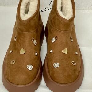 NWT GUESS ANKLE FUR BOOT WITH CHARMS SIZE 8 SAUCIE